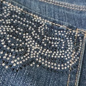 Like New WHBM Sparkly Embellished Boot Cut Flare Denim